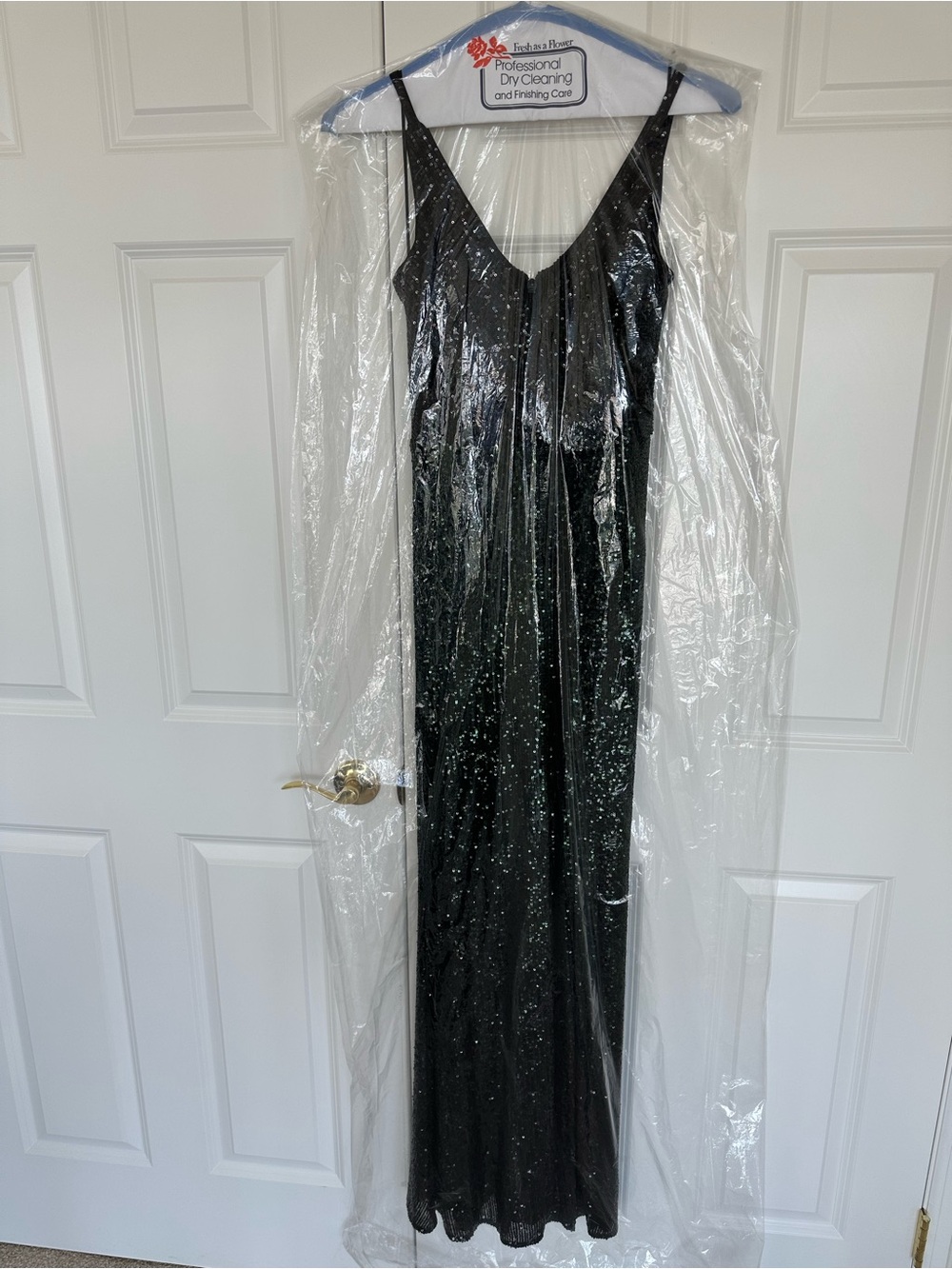 Dress the Population Black/Emerald Iridescent Sequin Dress